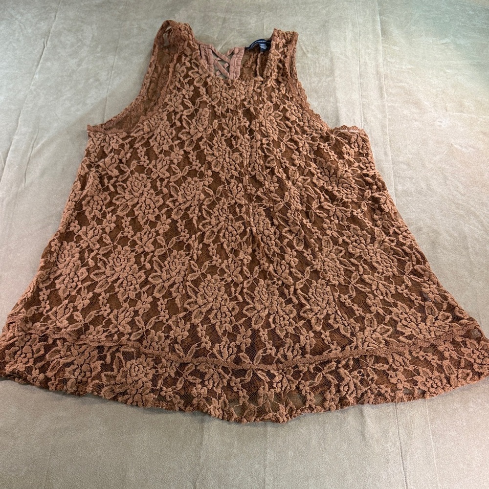 American Eagle Outfitters Lace Tank Top - Brown